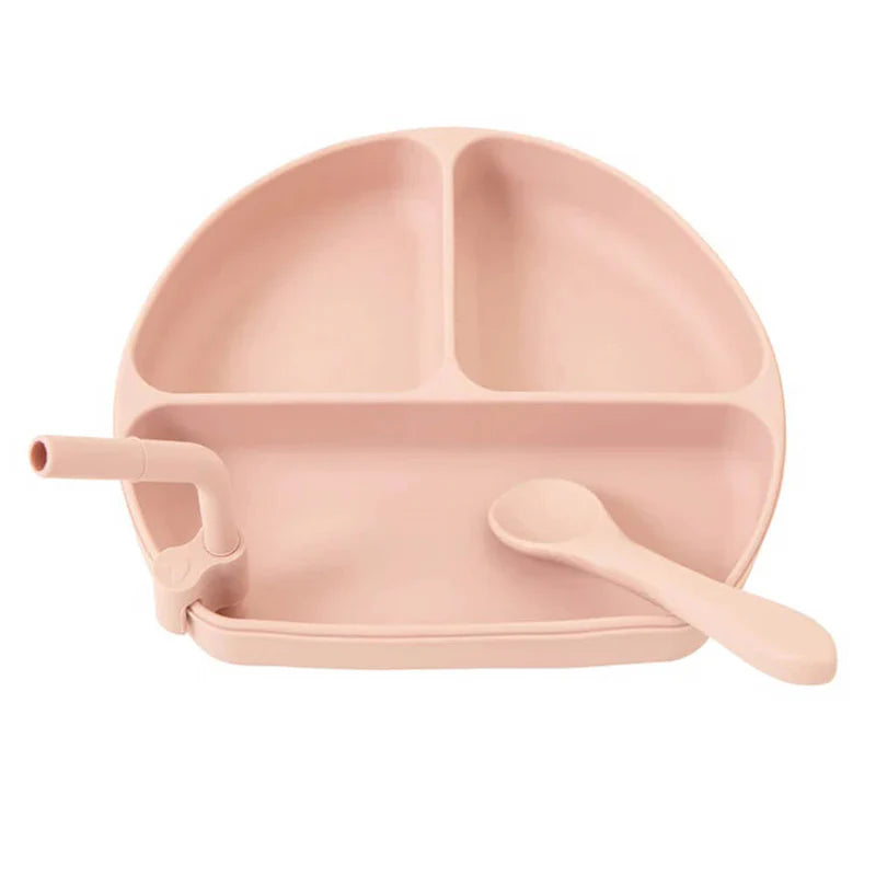 Silicone Plate with Straw & Spoon