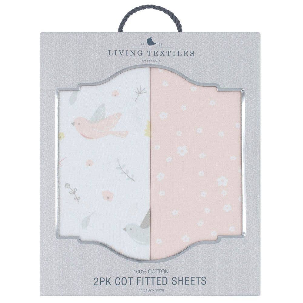 2-pack Jersey Cot Fitted Sheet - Ava/Blush Floral