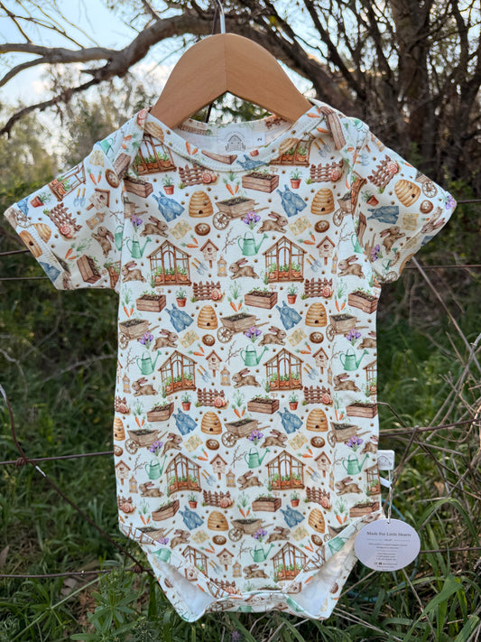 Garden Print Organic Short Sleeve Bodysuit