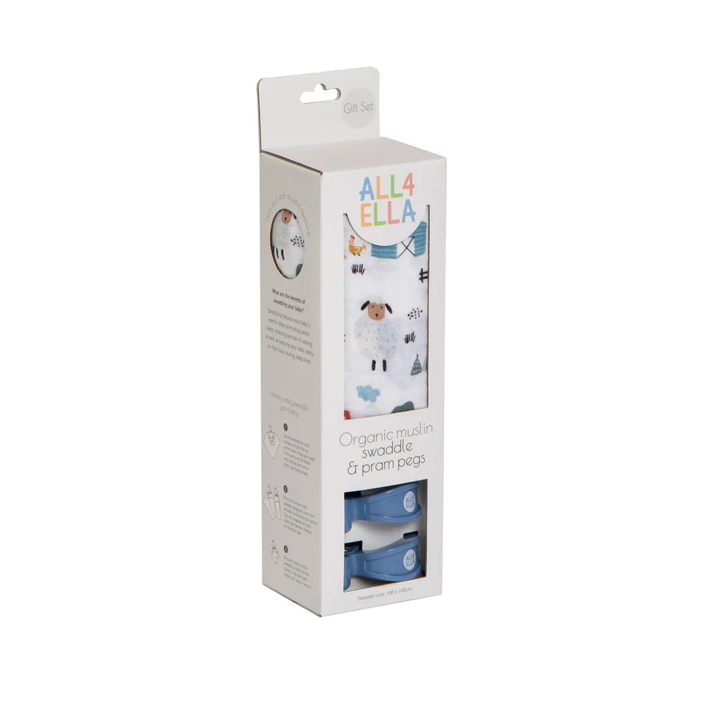 Muslin & 2 Pram Peg Gift Set