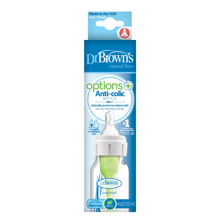 DR BROWN'S OPTIONS+ ANTI COLIC BOTTLE NARROW NECK WITH LEVEL 1 TEAT, 120ML