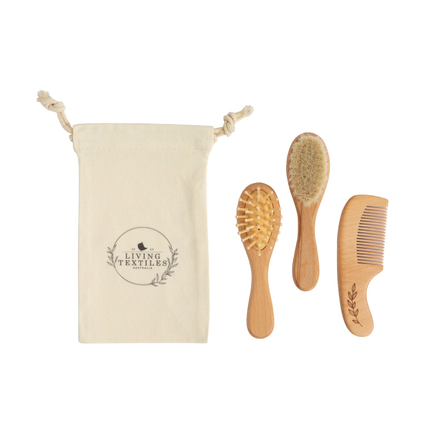 3 Pc Baby Wooden Brush & Comb Set