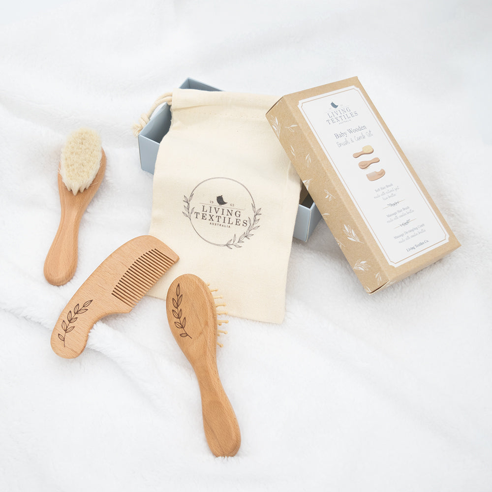 3 Pc Baby Wooden Brush & Comb Set