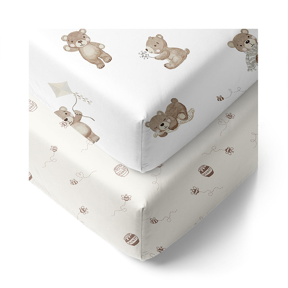 2 Pack Organic Cot Fitted Sheets