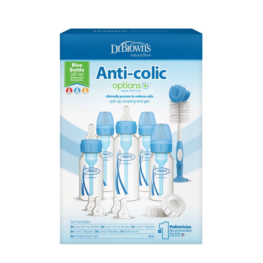 Dr Browns Options+ Anti Colic Bottle Narrow Neck Gift Set Blue