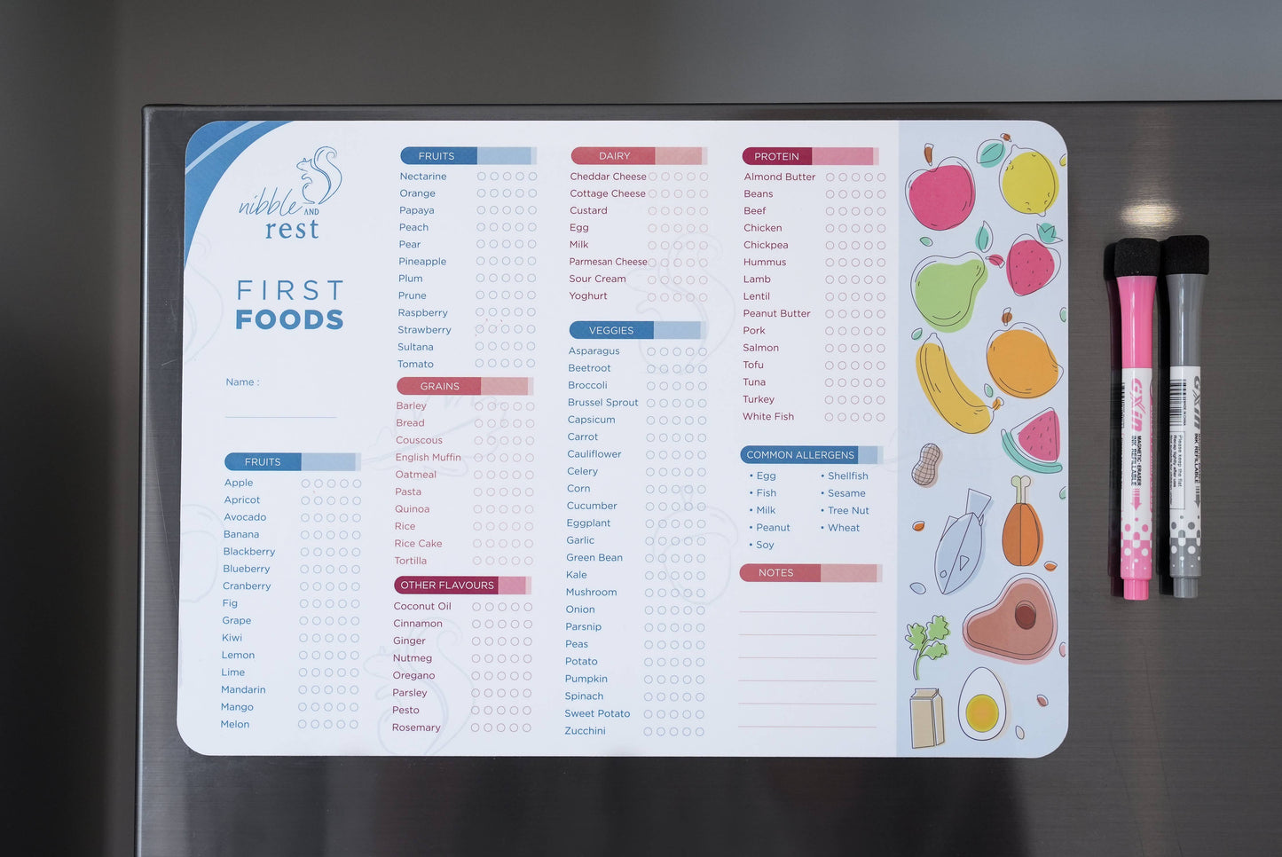 First Foods Tracker - Fridge Magnet