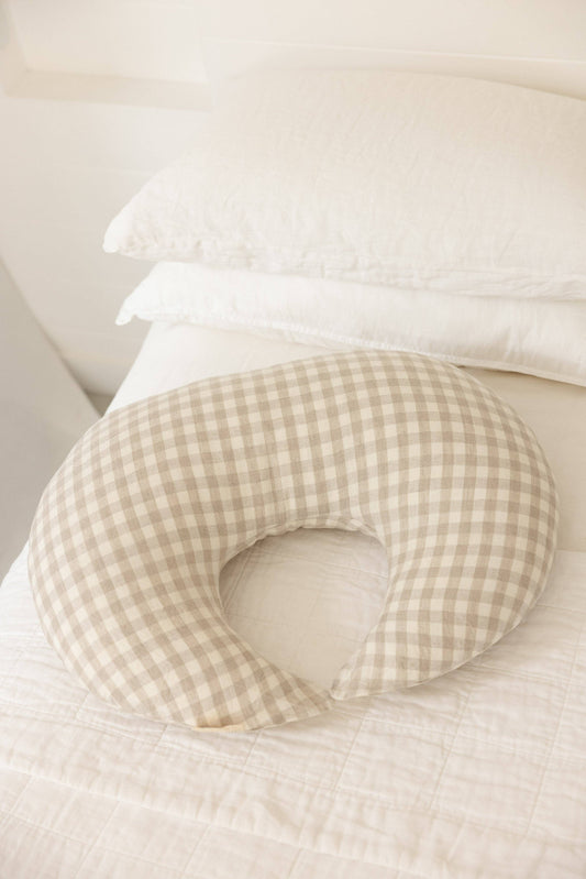 Nursing Pillow & Cover- Moon Shape- Gingham