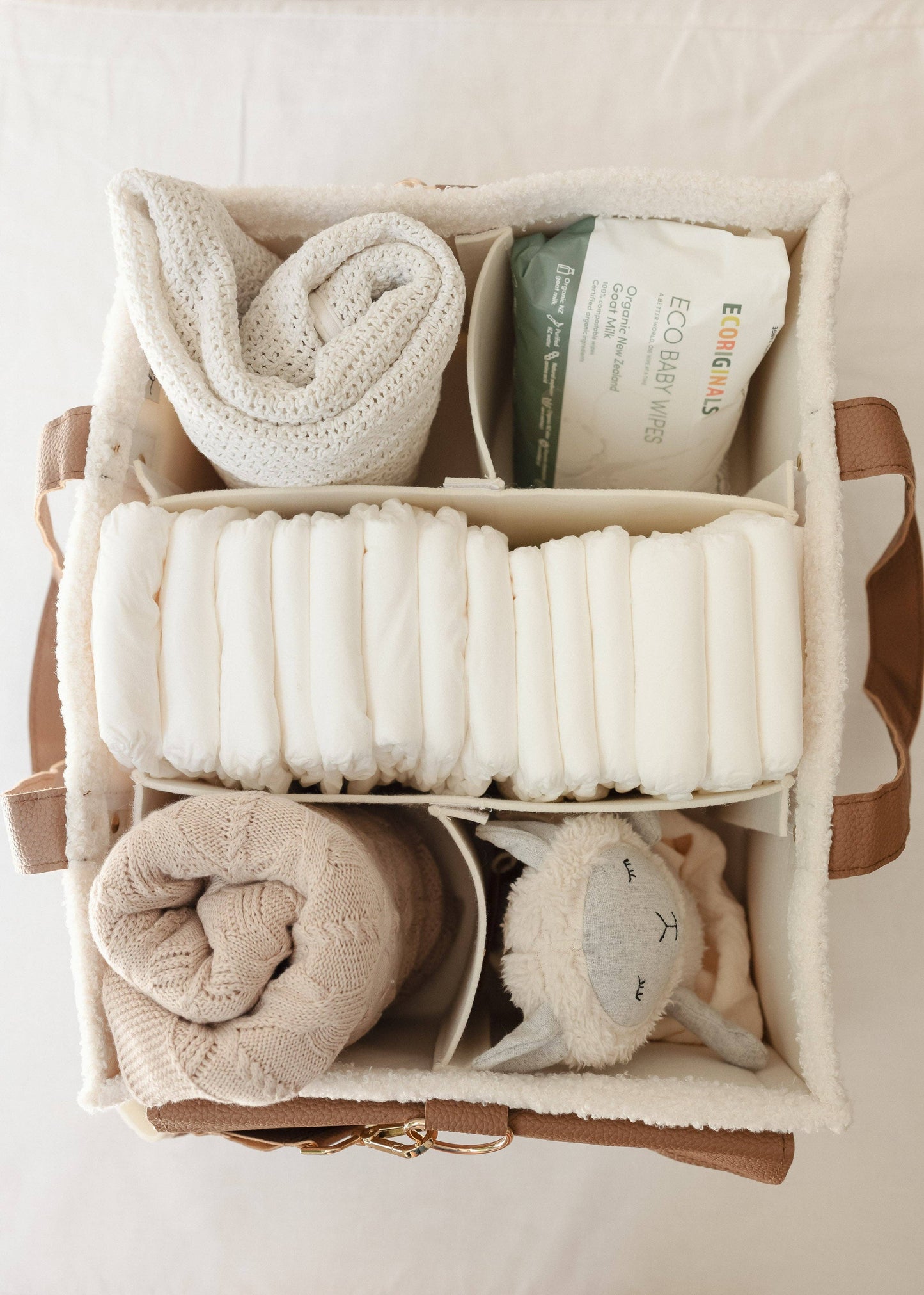 XL Teddy Nappy Caddy - Snow Tan