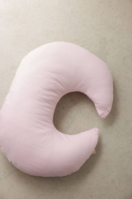 Nursing Pillow & Cover- Moon Shape- Baby Pink