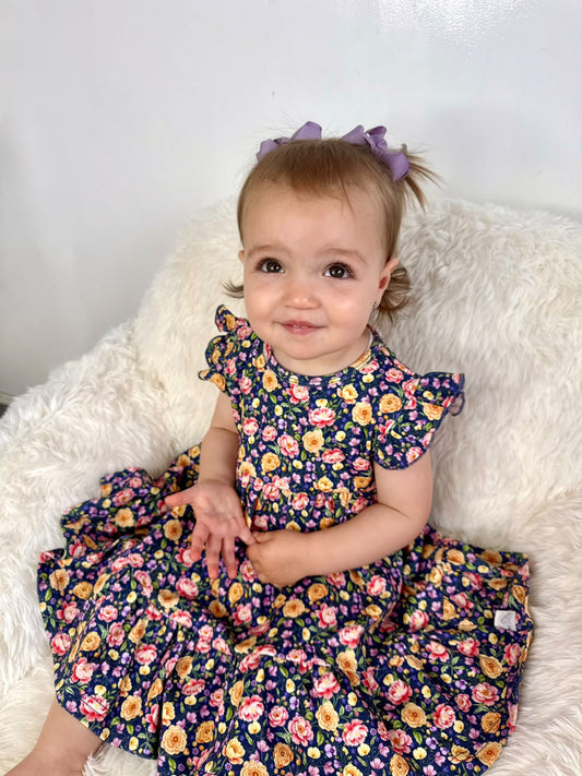 Navy Floral Organic Dress