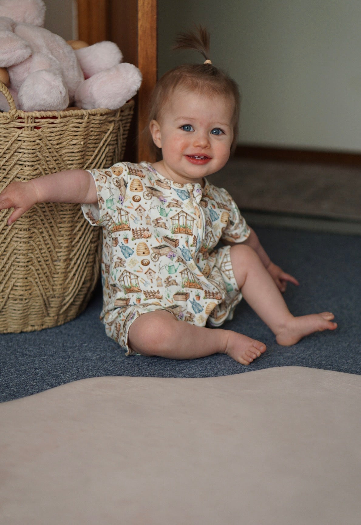 Garden Print Organic Short Sleeve Romper