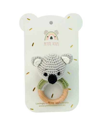 100% Cotton Crochet Ring Rattle - Ozzie Koala