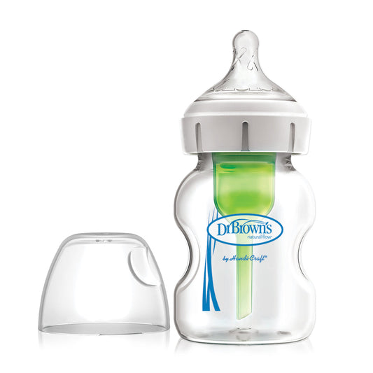 DR Browns Options+ Anti Colic Wide Neck Glass Bottle With Level 1 Teat, 150ML