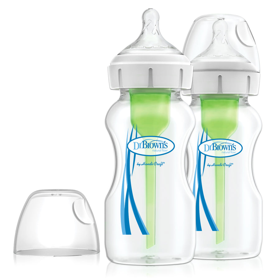 DR Browns Options+ Anti Colic Wide Neck Bottle With Level 1 Teat, 270ML Twin Pack