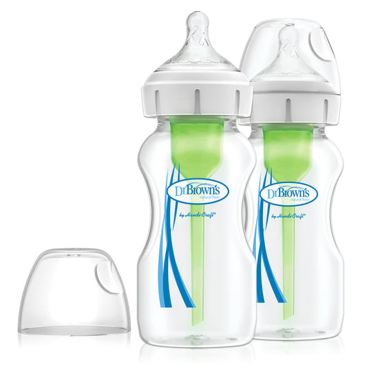 DR Browns Options+ Anti Colic Wide Neck Bottle With Level 1 Teat, 270ML Twin Pack