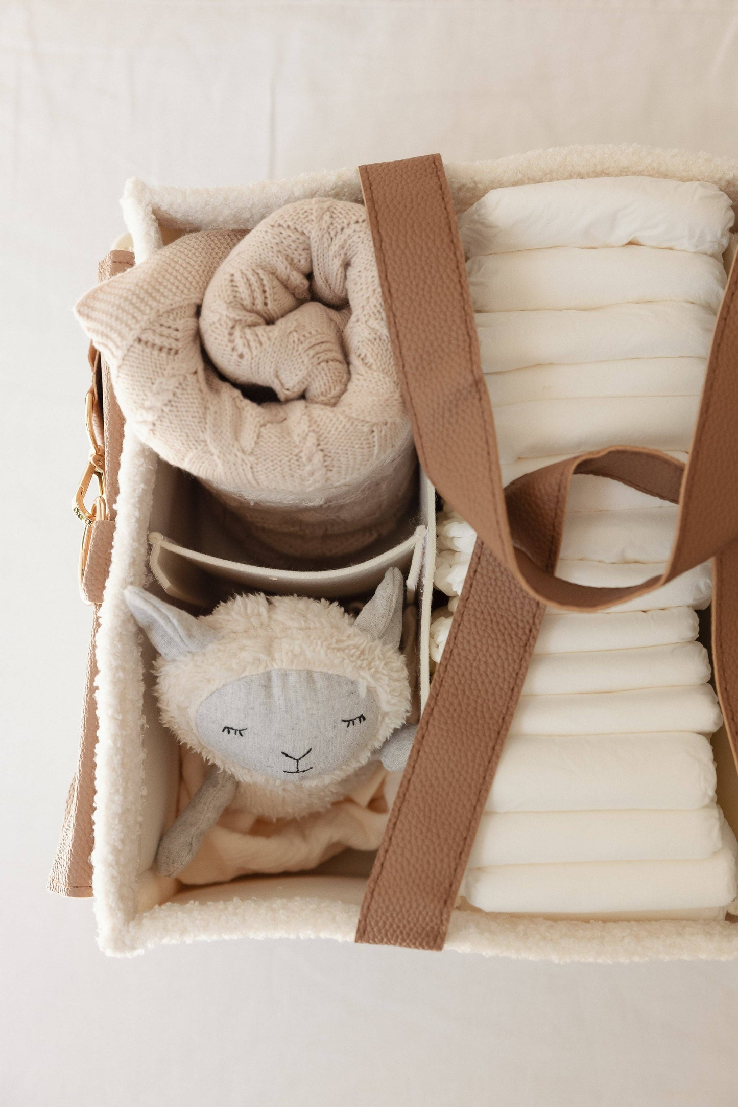 XL Teddy Nappy Caddy - Snow Tan