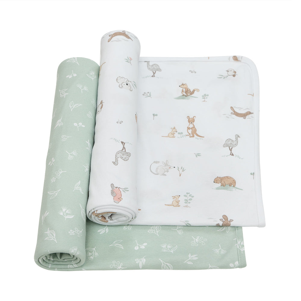 2 Pack Organic Swaddle Wraps - Australiana