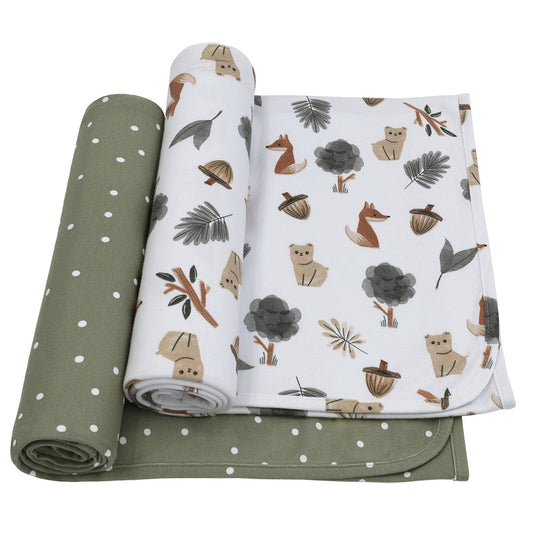 2 Pack Jersey Swaddle Wraps - Forest Retreat